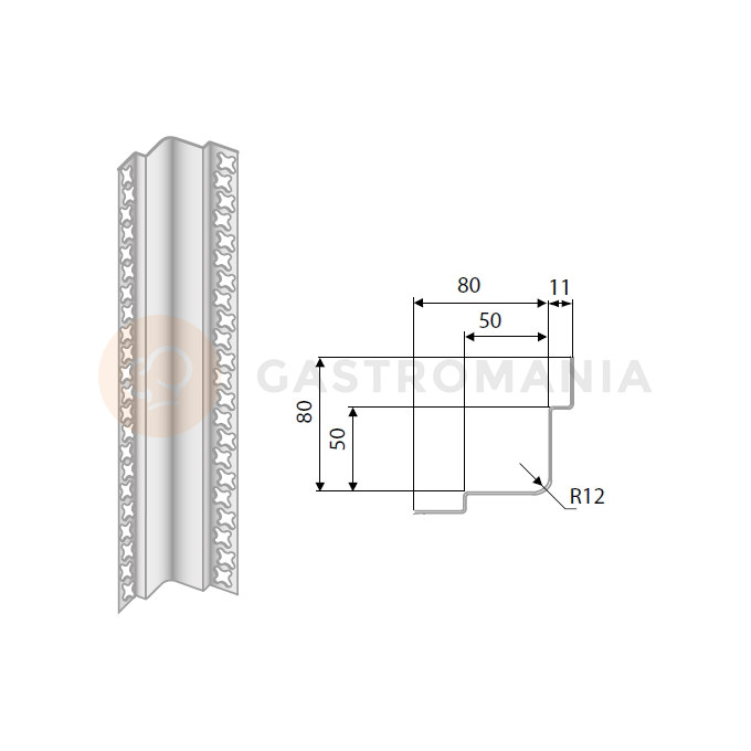 Vnútorný roh z nerezovej ocele 2200 mm | DORA METAL, DM-3509.2