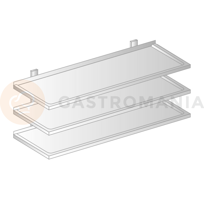 Závesná polica trojitá nastaviteľná z nerezovej ocele s prehĺbeným povrchom 1200x300x1050 mm | DORA METAL, DM-3506