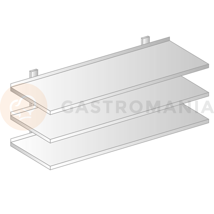 Závesná polica trojitá nastaviteľná z nerezovej ocele s rovným povrchom 1000x400x1050 mm | DORA METAL, DM-3505