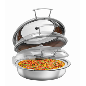 Bufetový ohrievač, okrúhly, 6,2 l, hydraulický pánt, pre indukčnú alebo sklokeramickú varnú dosku, 435x472x185 mm | BARTSCHER, Chafing dish Flexible