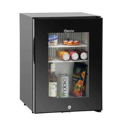 Chladnička, minibar, presklená, 34 l, čierna, 405x465x560 mm | BARTSCHER, 700119