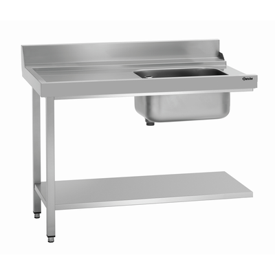 Priechodný stôl ľavý do umývačiek, z nerezovej ocele s drezom 1200x720x850 mm | BARTSCHER, DS-LI1B