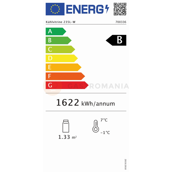Chladiaca vitrína, 235 l, LED osvetlenie, 4 police, 525x455x1703 mm | BARTSCHER, 235L-W