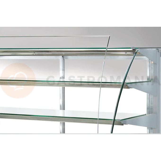 Vitrína chladiaca cukrárska, čelné sklo oblé, výklopné, podsvietená, 1390x890x1460 mm | RAPA, C-B