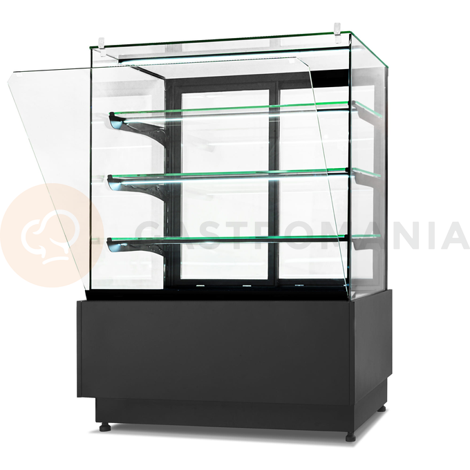 Witryna cukiernicza chłodnicza, frontowa szyba uchylna, podświetlany cokół, 900x690x1300 mm | RESTO QUALITY, Dolce Visione Premium 900