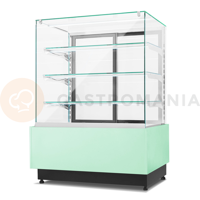 Witryna cukiernicza chłodnicza, frontowa szyba uchylna, wnętrze ze stali nierdzewnej, 1300x690x1300 mm | RESTO QUALITY, Dolce Visione Premium 1300
