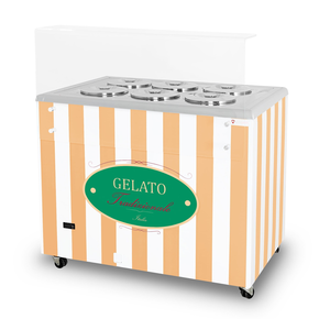 Dystrybutor do lodów, witryna do lodów, konserwator, retro, 6 tub, okrągłe kuwety, 1063x670x895 mm, biało-beżowy | RESTO QUALITY, GELATO POZETTI 6 BEIGE