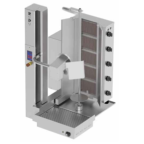 Kebab automatyczny gazowy, gyros automatyczny, wsad 100 kg, 5 palników, 750x800x1400 mm | RESTO QUALITY, RODO5G