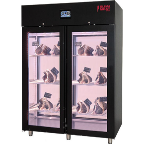 Szafa do sezonowania mięsa podwójna, czarna 100/230 kg, 1460x850x2115 mm | ZERNIKE, Klima Multifunction System Double KMFSD1500PVB