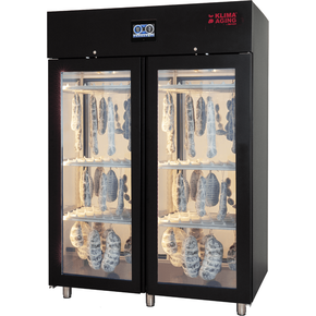 Szafa do sezonowania salami, sera, produktów wegańskich, czarna, 80/140 kg, 1460x850x2115 mm | ZERNIKE, Klima Aging System Double KASD1500PVB