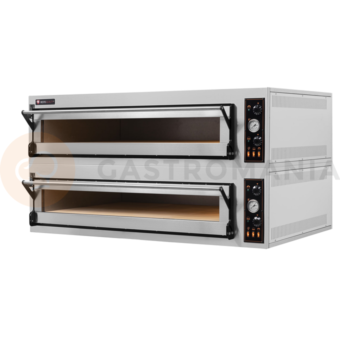 Piec do pizzy elektryczny, sterowanie manualne, piekarniczy modułowy szamotowy, szeroki, 6+6x 40 cm, 4+4x 600x400 mm, 1540x985x750 mm | RESTO QUALITY, BAKE 66/L