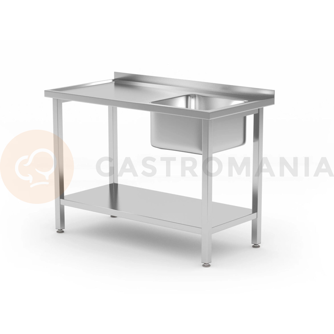 Stół ze zlewem 1-komorowym i półką - skręcany, zlew po prawej stronie 1000x600x850 mm | HENDI, Budget Line