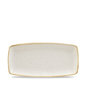Biely obdĺžnikový servírovací tanier, ručne zdobený 29,5 cm x 15 cm | CHURCHILL, Stonecast Barley White