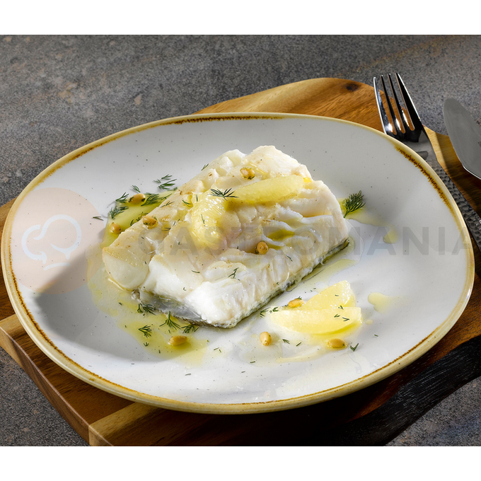Biely obdĺžnikový servírovací tanier, ručne zdobený 29,5 cm x 15 cm | CHURCHILL, Stonecast Barley White