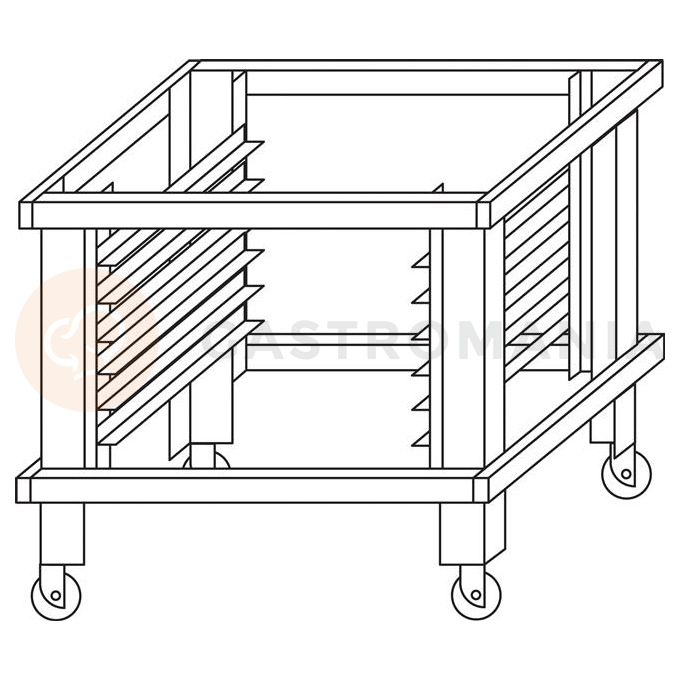 Podstavec so vsuvmi na kolieskach k peci P120 A H=950 mm | MORETTI FORNI, MFP120ASP95