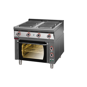 Elektrický sporák s elektrickou rúrou s teplovzduchom 900 mm 4x4 kW + 7,0 kW (rúra) | KROMET, 900.KE-4/PE-1T