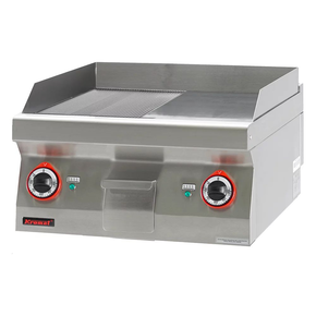 Grilovacia doska 1/2hl. + 1/2 rýh. chrómovaná 600 mm 8 kW | KROMET, 700.PBE-600GR