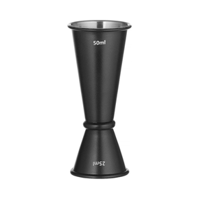 Jigger - barmanská odmerka s prstencom, 25 ml/50 ml, čierna, priem. 45x(H)110 mm | BAR UP, 596654