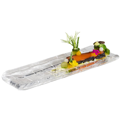 Sklenená servírovacia tácka na sushi 190x65x15, priehľadná | APS, Takashi