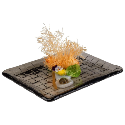 Sklenená servírovacia tácka na sushi 230x180x15, sivá | APS, Takashi