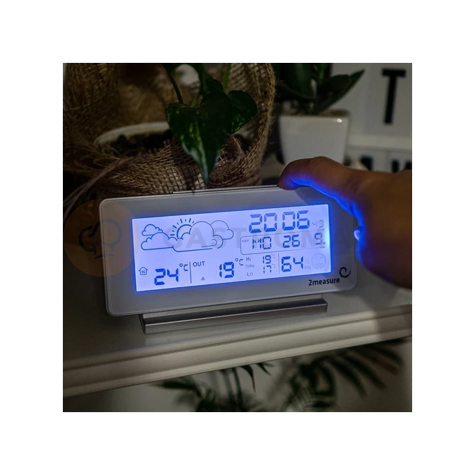 Meteostanica RCC, DCF - elektronická, bezdrôtová, osvetlená, externý senzor, biela | 2MEASURE, 250102