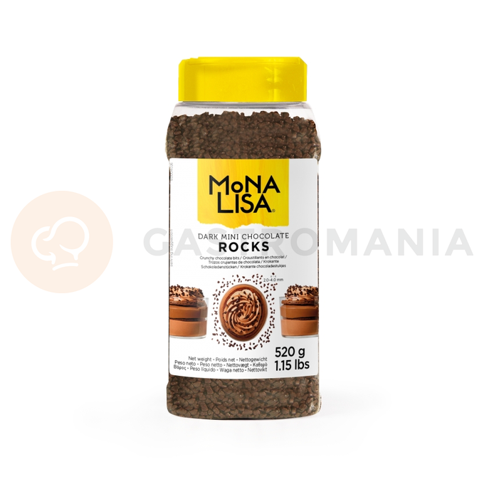 Kúsky horkej čokolády na zdobenie 2 až 4 mm Mini ChocRocks Dark, 0,6 kg | MONA LISA, CHD-GL-24X5-E0-999