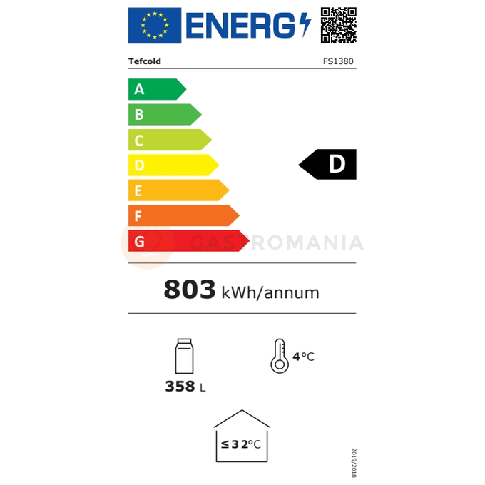 Jednodrzwiowa szafa chłodnicza ze szklanymi drzwiami | TEFCOLD, FS 1380