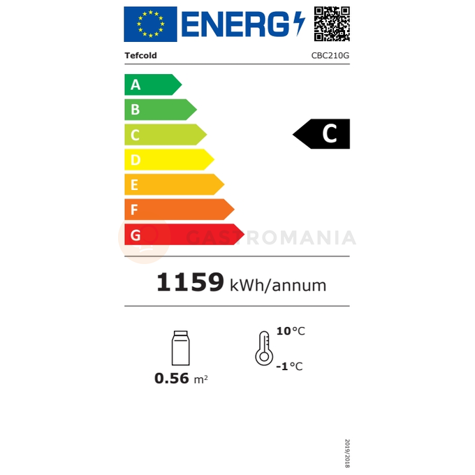 Minibar z dwoma szklanymi drzwiami skrzydłowymi, czarny | TEFCOLD, CBC 210 G