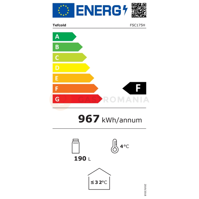 Wąska jednodrzwiowa szafa chłodnicza ze szklanymi drzwiami | TEFCOLD, FSC 175H