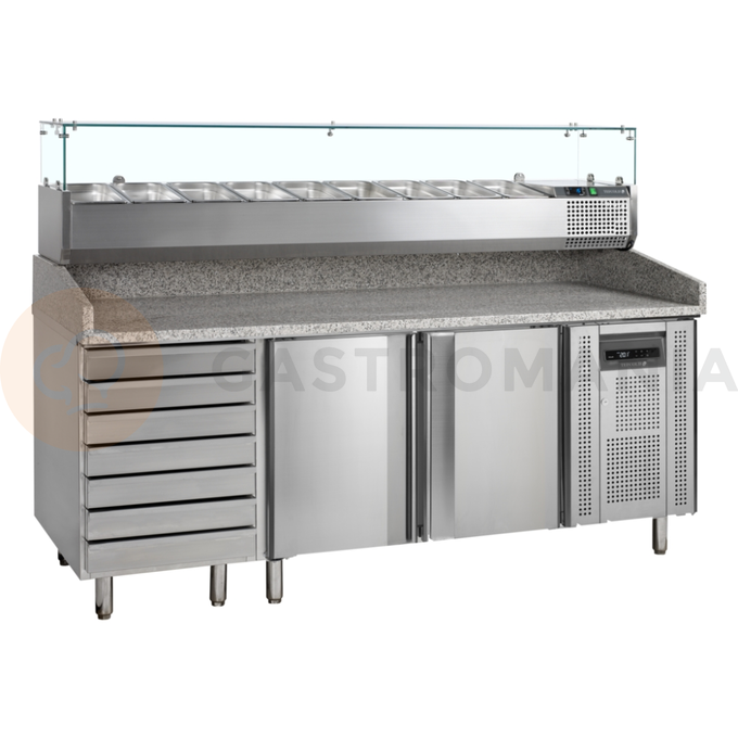 Chladiaca pizza stôl s nadstavbou | TEFCOLD, PT 1310 + VK38-200