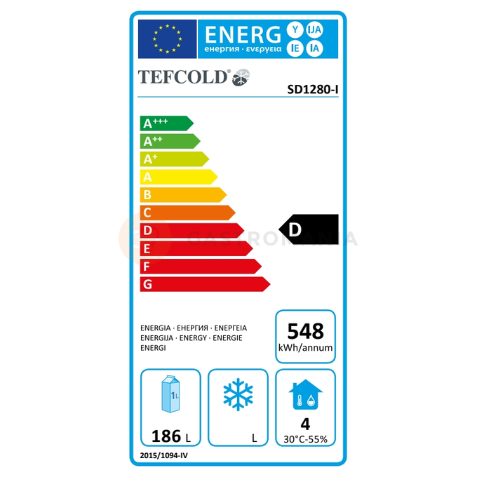 Chladiaca skriňa jednodverová s plnými dverami, biela | TEFCOLD, SD 1280