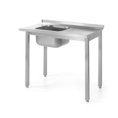 Nerezový stôl vstupný s drezom pravý - montovaný, 1000x600x850 mm | HENDI, Bistro Line