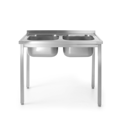 Stôl s dvoma drezy - montovaný, 1000x600x850 mm | HENDI, Bistro Line