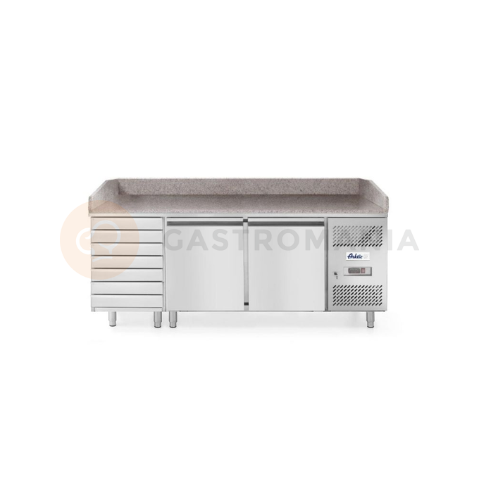 2-dverový chladiaci stôl na pizzu se 7 zásuvkami, s žulovou deskou, 2020x800x1110 mm | HENDI, 232842