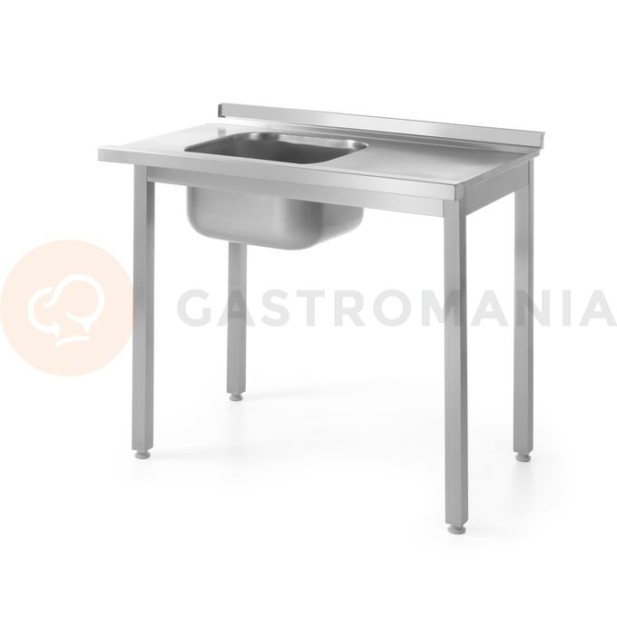 Nerezový stôl vstupný s drezom ľavý - montovaný, 1000x600x850 mm | HENDI, Bistro Line