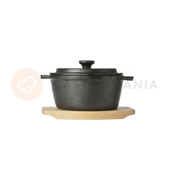 Železný hrnček na drevenom podstavci, Ø 135 mm | CHEFFY, 286659