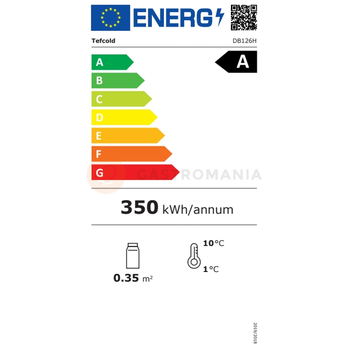 Minibar presklené krídlové dvere, čierna | TEFCOLD, DB126H