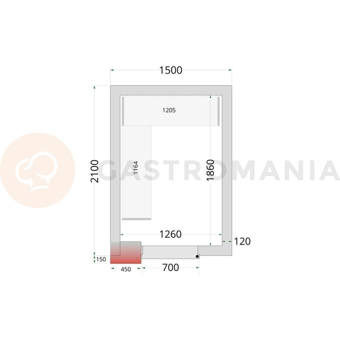 Panely do chladiacej miestnosti s 120 mm izoláciou | TEFCOLD, CR 150x210x220