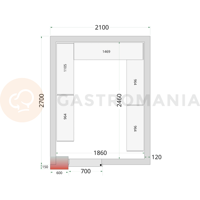 Panely do chladiacej miestnosti s 120 mm izoláciou | TEFCOLD, CR 210x270x220