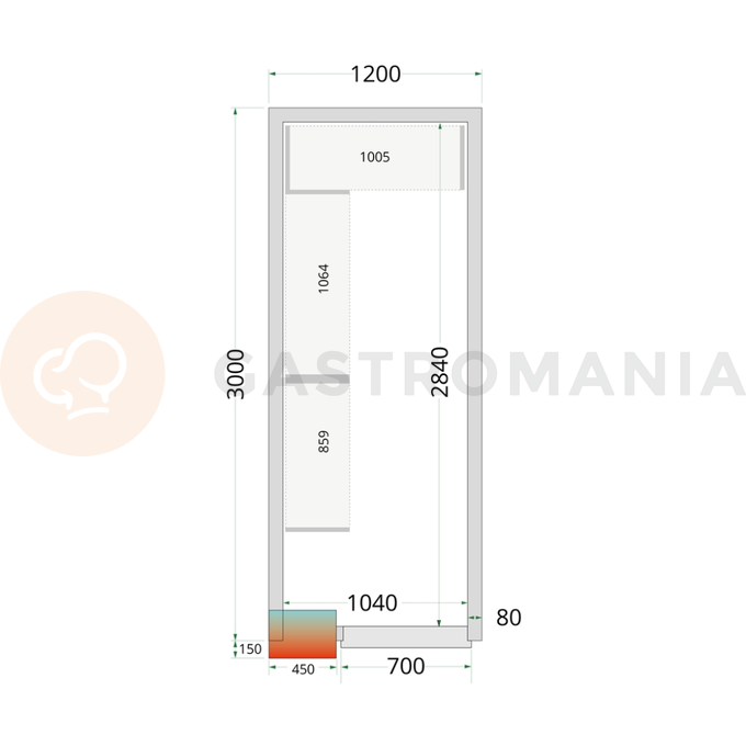 Panely k stavebnicovým boxom s 80 mm izoláciou | TEFCOLD, CR 120x300x220