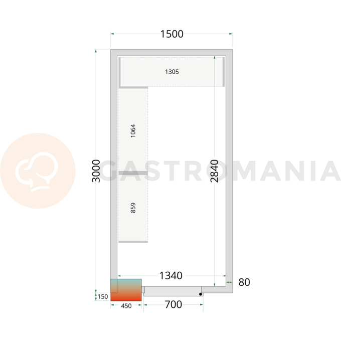 Panely k stavebnicovým boxom s 80 mm izoláciou | TEFCOLD, CR 150x300x220