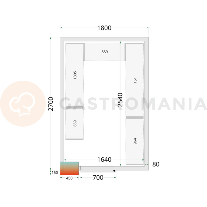 Panely k stavebnicovým boxom s 80 mm izoláciou | TEFCOLD, CR 180x270x220