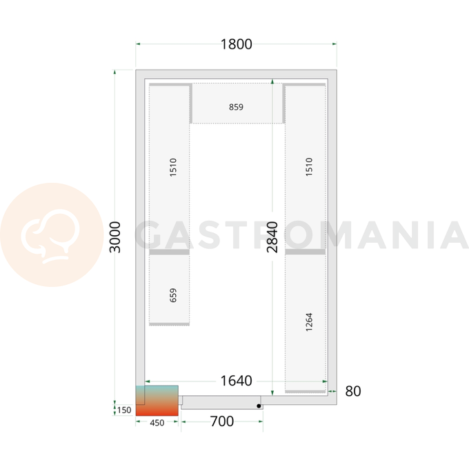 Panely k stavebnicovým boxom s 80 mm izoláciou | TEFCOLD, CR 180x300x220