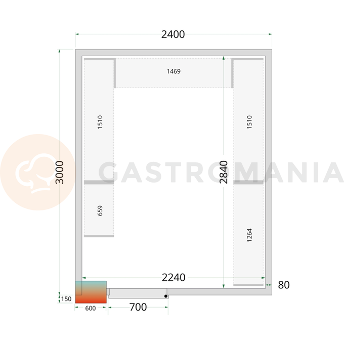 Panely k stavebnicovým boxom s 80 mm izoláciou | TEFCOLD, CR 240x300x220