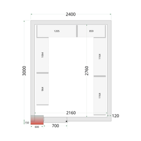 Panely k stavebnicovým boxom s 120 mm izoláciou | TEFCOLD, CR 240x300x220