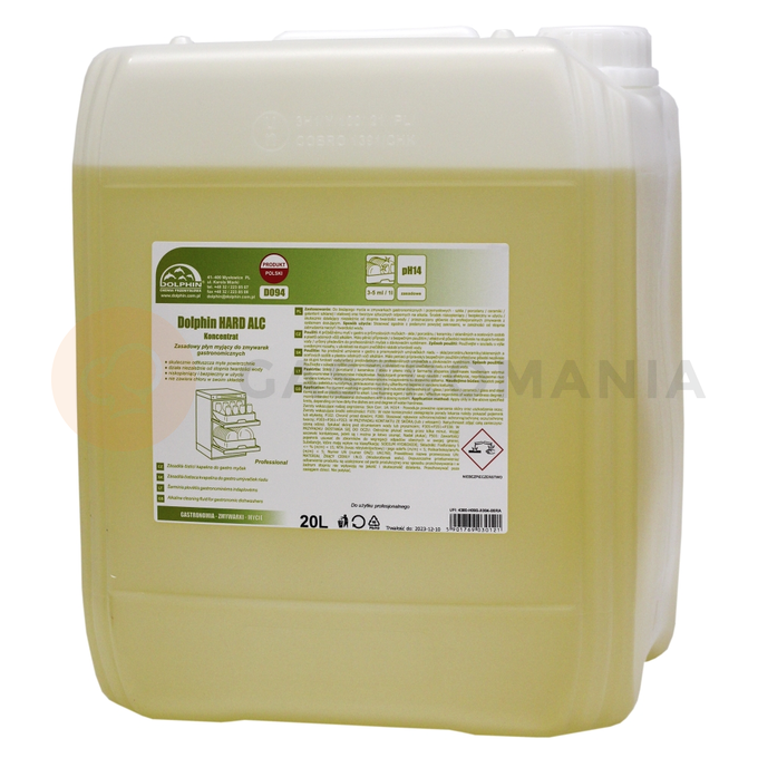 Alkalický čistiaci prostriedok pre gastronomické umývačky riadu 20 l | DOLPHIN, HARD Alc