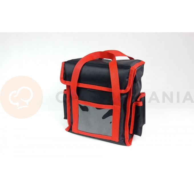 Taška na 4x lunchbox 20x25 cm z nylonu, zatváranie na magnet, čierny s červeným lemovaním | FURMIS, LUNCHBOX 4