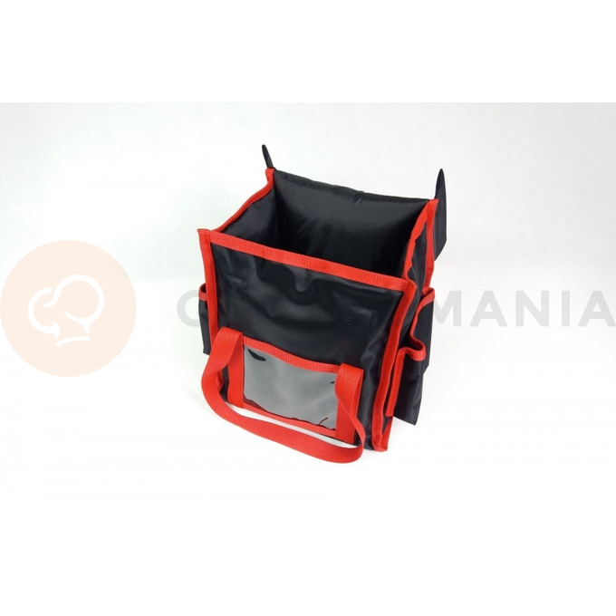 Taška na 4x lunchbox 20x25 cm z nylonu, zatváranie na magnet, čierny s červeným lemovaním | FURMIS, LUNCHBOX 4