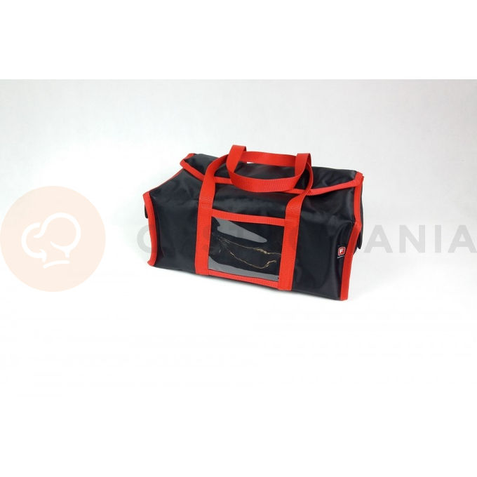 Vyhrievaná taška na 4x lunchbox 20x25 cm, nylon, zatváranie na magnet, čierna s červeným lemovaním | FURMIS, LUNCHBOX 4P