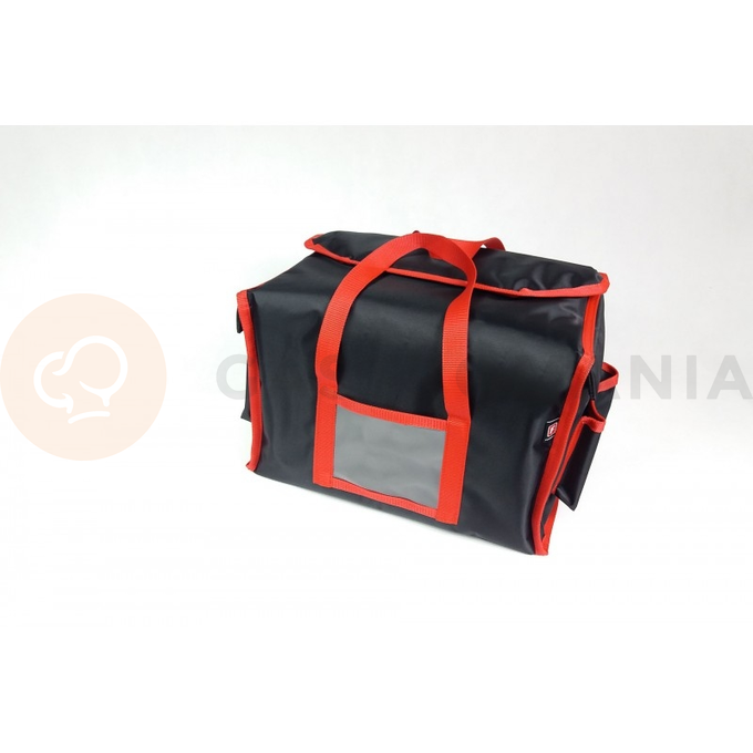 Taška na 6x lunchbox 20x25 cm z nylonu, zatváranie na magnet, čierny s červeným lemovaním | FURMIS, LUNCHBOX 6